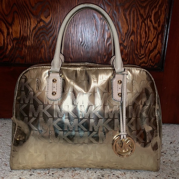 Michael Kors Handbags - Michael Kors MK Gold Mirror Metallic Satchel